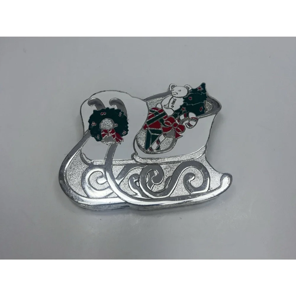 Wm. A. Rogers Vintage Christmas Sleigh Coasters Set of 6 Silverplate Felt Back